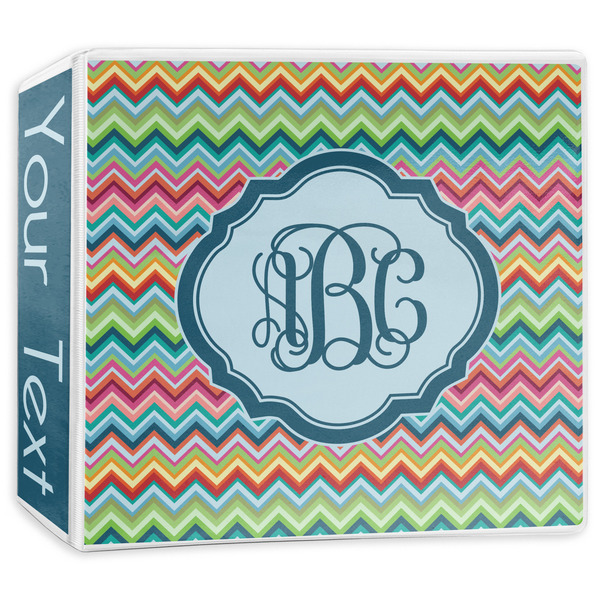Custom Retro Chevron Monogram 3-Ring Binder - 3 inch (Personalized)