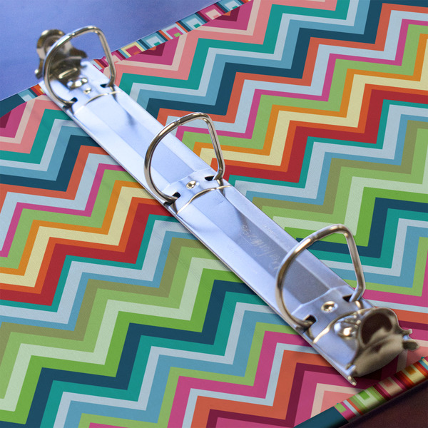 Retro Chevron Monogram 3 Ring Binders - Full Wrap - 1" - DETAIL