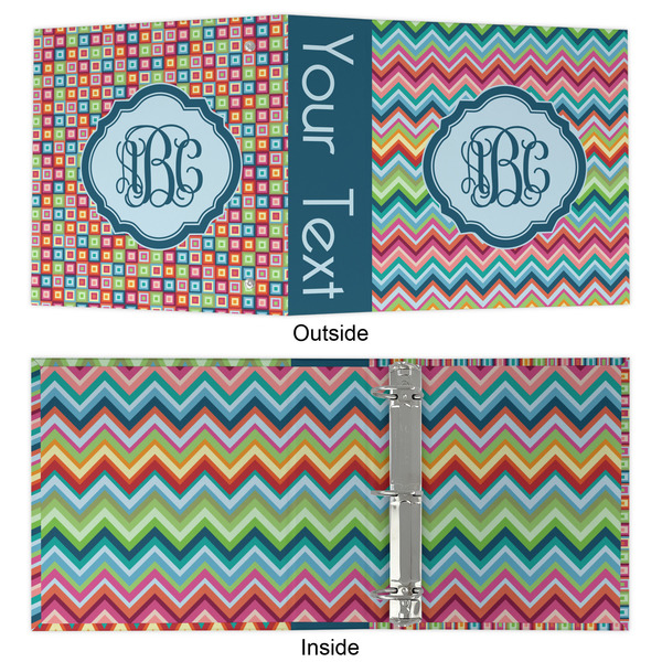 Retro Chevron Monogram 3 Ring Binders - Full Wrap - 2" - APPROVAL