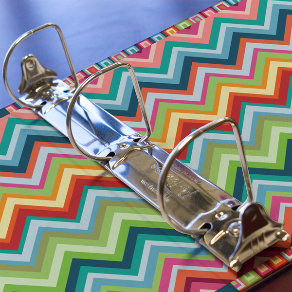 Retro Chevron Monogram 3 Ring Binders - Full Wrap - 2" - DETAIL