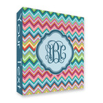 Retro Chevron Monogram 3 Ring Binder - Full Wrap - 2"