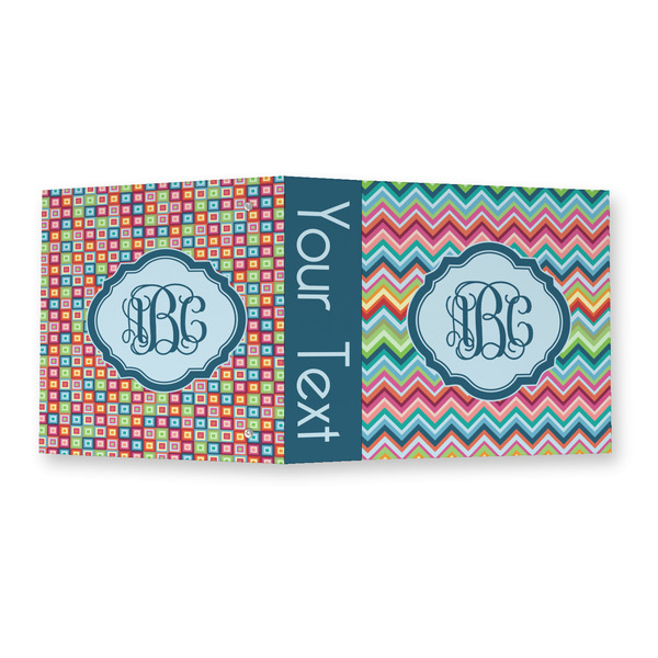 Retro Chevron Monogram 3 Ring Binders - Full Wrap - 2" - OPEN OUTSIDE
