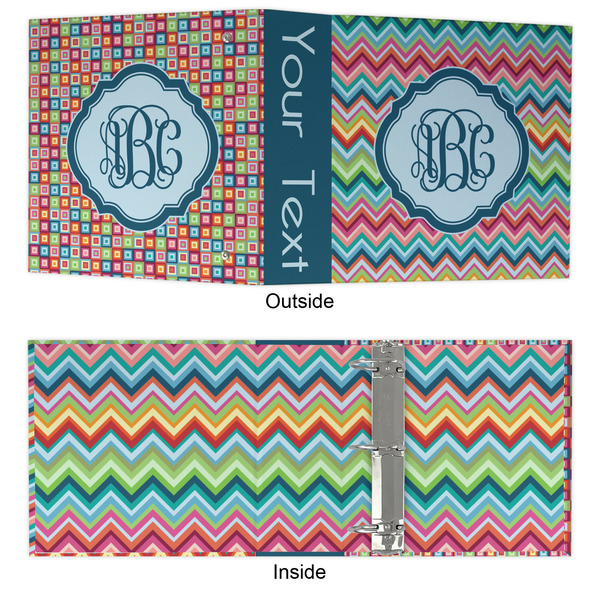 Retro Chevron Monogram 3 Ring Binders - Full Wrap - 3" - APPROVAL