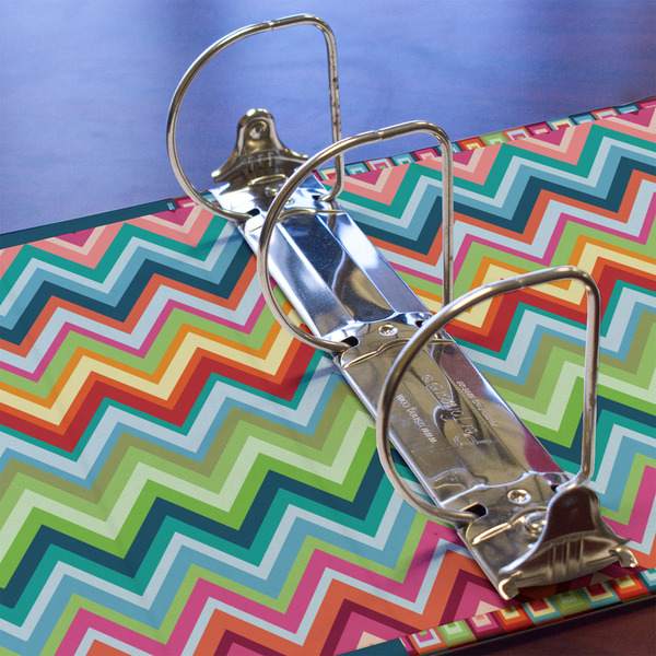 Retro Chevron Monogram 3 Ring Binders - Full Wrap - 3" - DETAIL