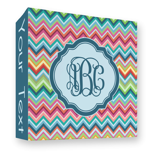 Retro Chevron Monogram 3 Ring Binders - Full Wrap - 3" - FRONT