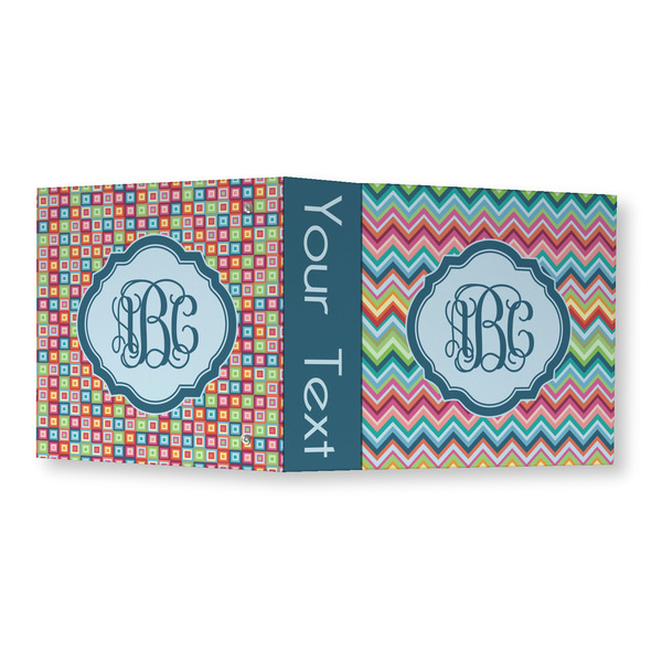 Retro Chevron Monogram 3 Ring Binders - Full Wrap - 3" - OPEN OUTSIDE