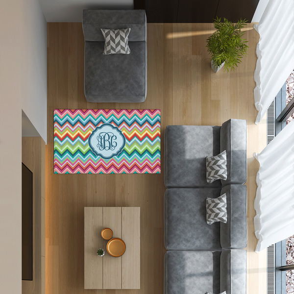 Retro Chevron Monogram 3'x5' Indoor Area Rugs - IN CONTEXT