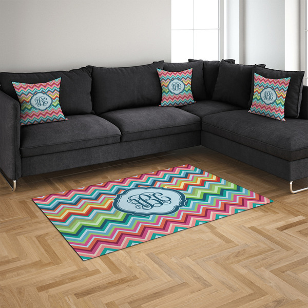 Retro Chevron Monogram 4'x6' Indoor Area Rugs - IN CONTEXT