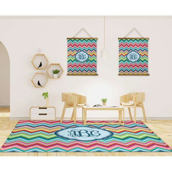 Retro Chevron Monogram 8'x10' Indoor Area Rugs - IN CONTEXT