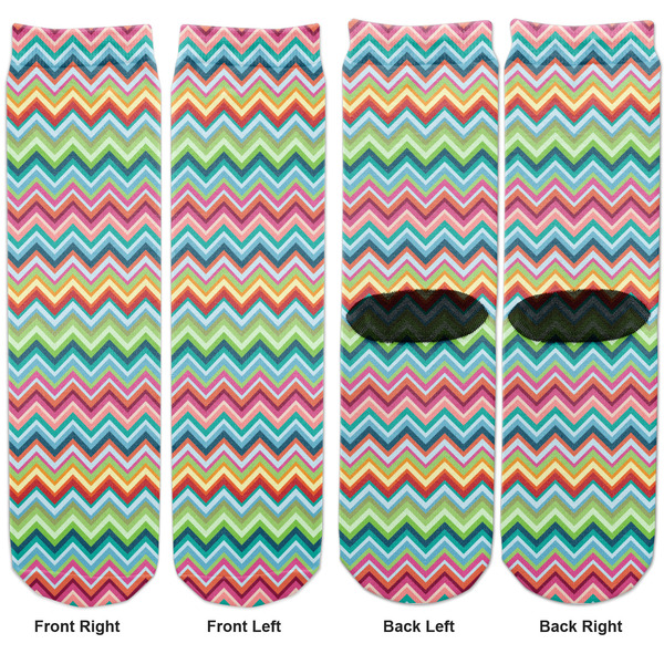 Retro Chevron Monogram Adult Crew Socks - Double Pair - Front and Back - Apvl