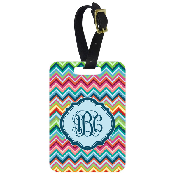 Custom Retro Chevron Monogram Metal Luggage Tag