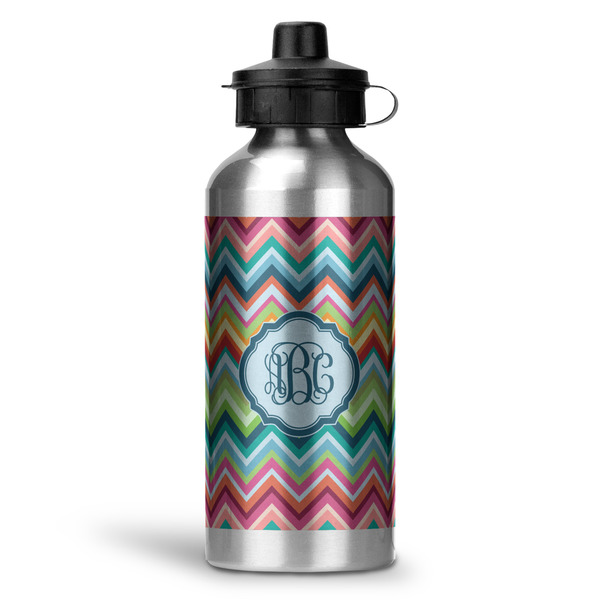 Custom Retro Chevron Monogram Water Bottles - 20 oz - Aluminum
