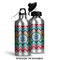 Retro Chevron Monogram Aluminum Water Bottle - Alternate lid options