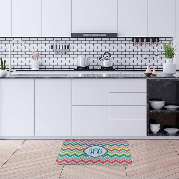 Retro Chevron Monogram Anti-Fatigue Kitchen Mats - LIFESTYLE