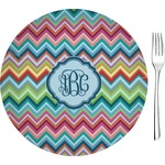 Retro Chevron Monogram 8" Glass Appetizer / Dessert Plates - Single or Set (Personalized)