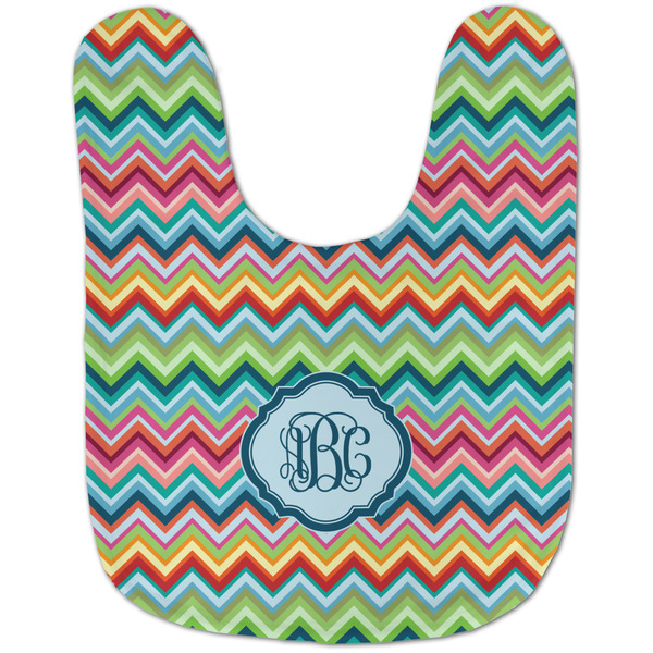 Retro Chevron Monogram Baby Bib - AFT flat