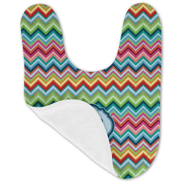 Retro Chevron Monogram Baby Bib - AFT folded