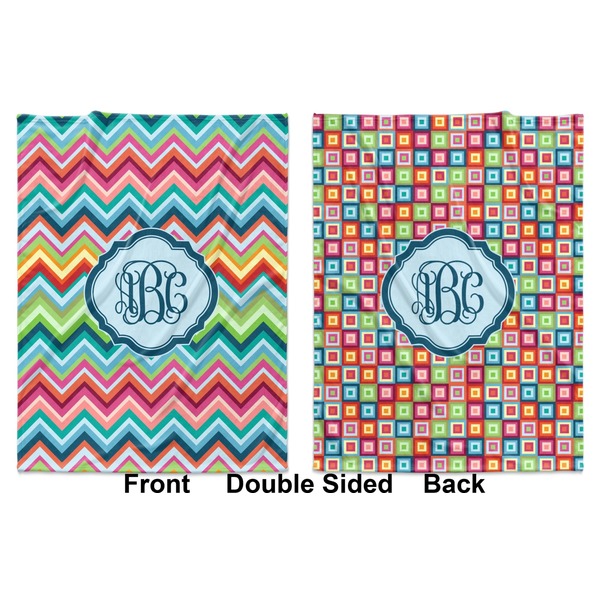 Retro Chevron Monogram Baby Blanket (Double Sided - Printed Front and Back)
