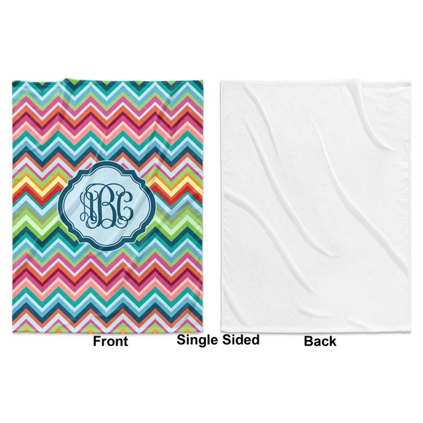 Retro Chevron Monogram Baby Blanket (Single Side - Printed Front, White Back)