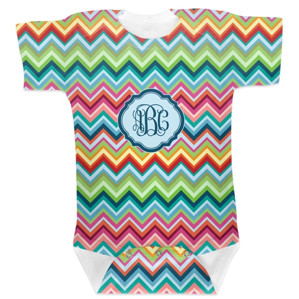 Custom Retro Chevron Monogram Baby Bodysuit 0-3 (Personalized)