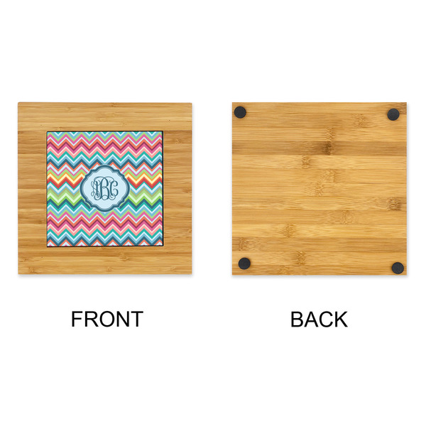 Retro Chevron Monogram Bamboo Trivet with 6" Tile - APPROVAL