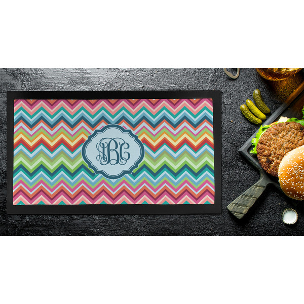 Retro Chevron Monogram Bar Mat - Small - LIFESTYLE