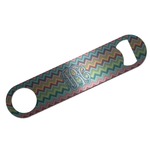 Retro Chevron Monogram Bar Bottle Opener - Silver