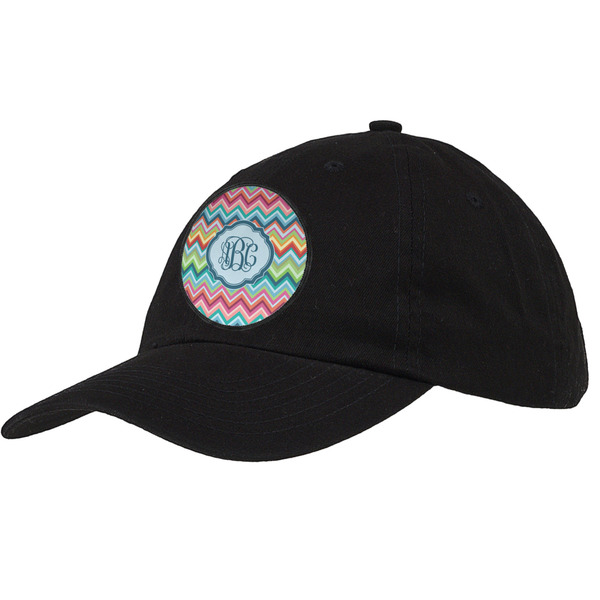 Custom Retro Chevron Monogram Baseball Cap - Black