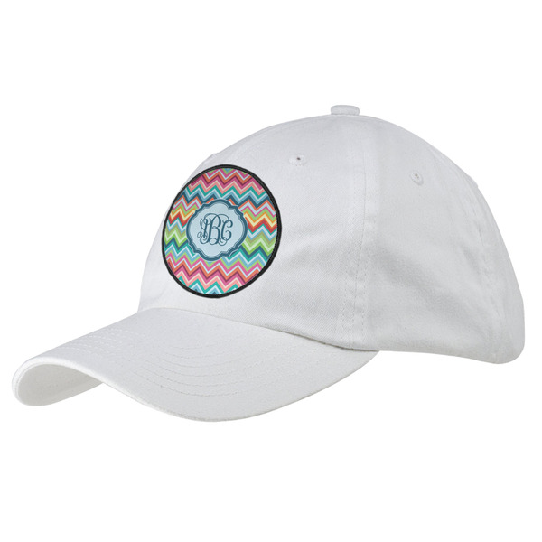 Custom Retro Chevron Monogram Baseball Cap - White
