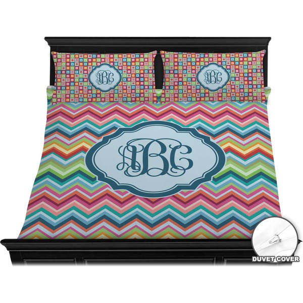 Retro Chevron Monogram Bedding Set (King) - Duvet