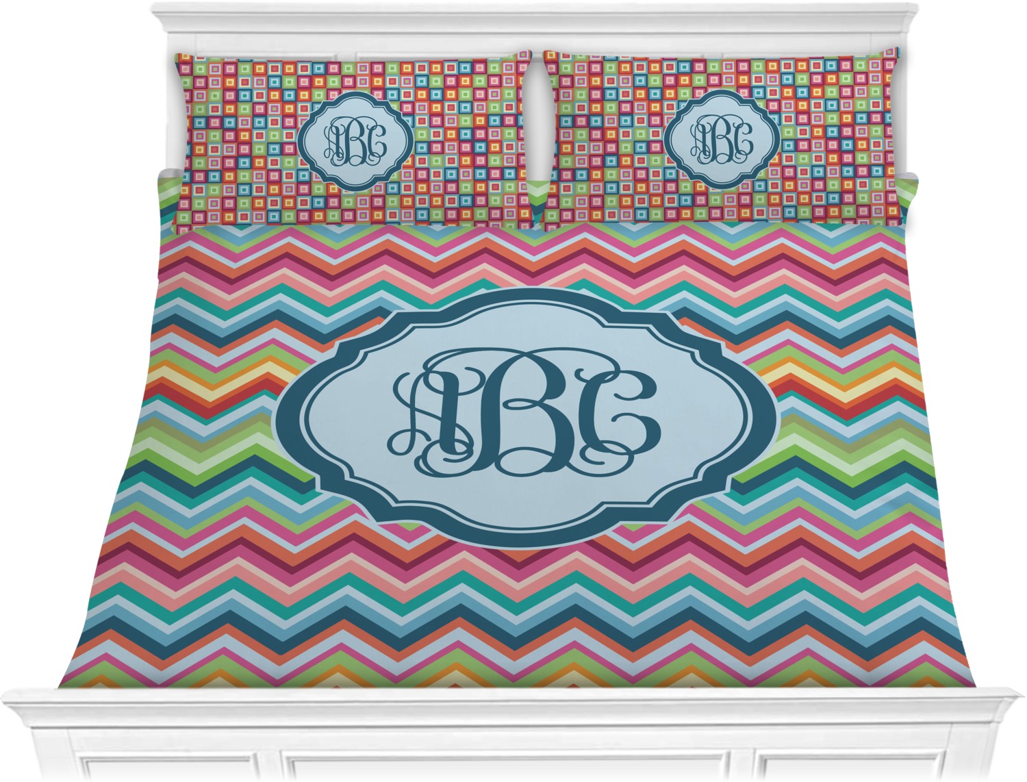 Retro Chevron Monogram Comforter Set King (Personalized) YouCustomizeIt