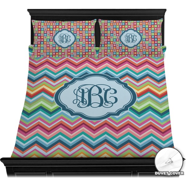 Retro Chevron Monogram Bedding Set (Queen) - Duvet