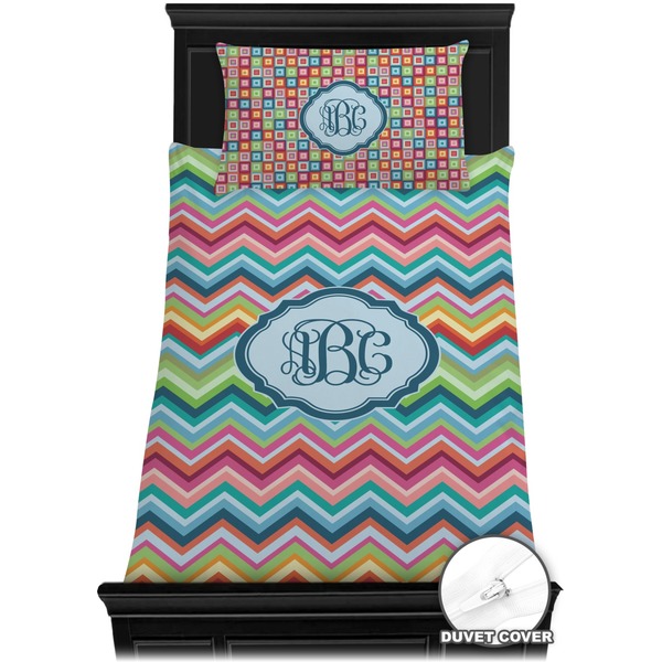 Retro Chevron Monogram Bedding Set (Twin) - Duvet