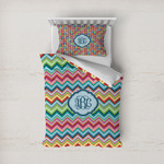 Retro Chevron Monogram Duvet Cover Set - Twin (Personalized)