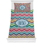 Retro Chevron Monogram Comforter Set - Twin XL (Personalized)