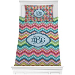 Retro Chevron Monogram Comforter Set - Twin XL (Personalized)