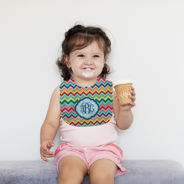 Retro Chevron Monogram Bib Lifestyle Girl