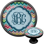 Retro Chevron Monogram Cabinet Knob (Black) (Personalized)