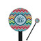 Retro Chevron Monogram 5.5" Round Plastic Stir Sticks - Black - Single Sided