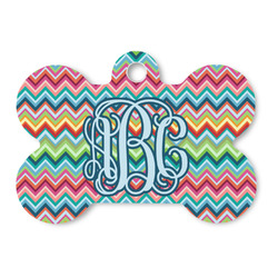 Retro Chevron Monogram Bone Shaped Dog ID Tag