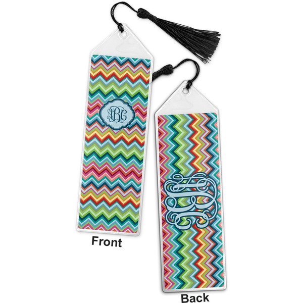 Retro Chevron Monogram Bookmark with tassel - Front and Back