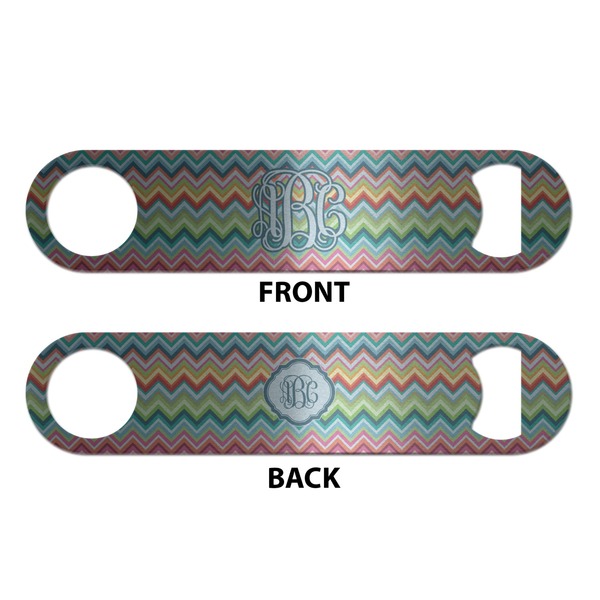 Retro Chevron Monogram Bottle Opener - Front & Back