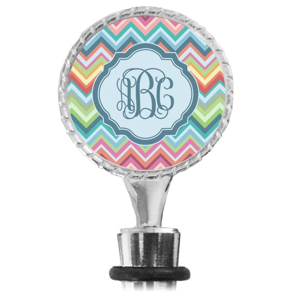 Retro Chevron Monogram Bottle Stopper Main View