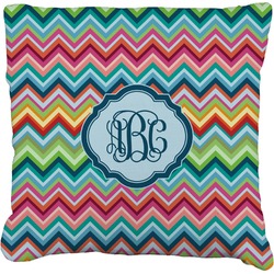Retro Chevron Monogram Faux-Linen Throw Pillow 16" (Personalized)
