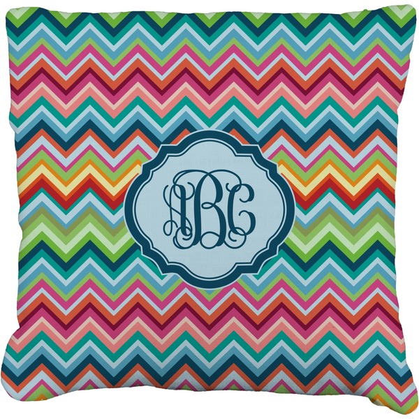 Custom Retro Chevron Monogram Faux-Linen Throw Pillow 16" (Personalized)