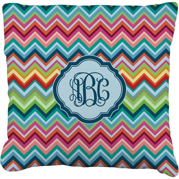 Custom Retro Chevron Monogram Faux-Linen Throw Pillow 18" (Personalized)