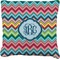 Retro Chevron Monogram Faux-Linen Throw Pillow 18" (Personalized)