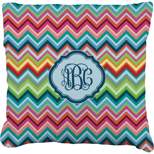 Custom Retro Chevron Monogram Faux-Linen Throw Pillow 20" (Personalized)