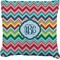 Retro Chevron Monogram Faux-Linen Throw Pillow 20" (Personalized)