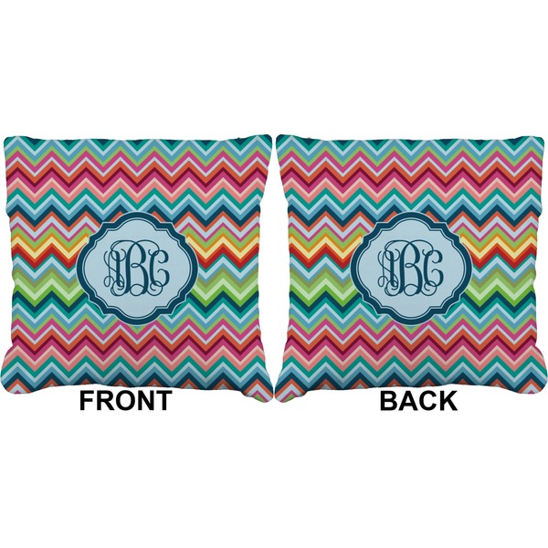Retro Chevron Monogram Burlap Pillow Approval